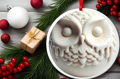 3D Owl Winter Christmas Sublimation PNG Product Image 2