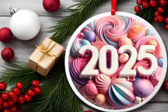 Round Christmass Ornament Sublimation|Clipart Product Image 2