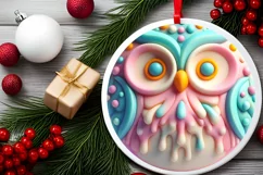 Pastell 3D Owl Christmas Ornament PNG Product Image 2