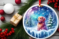 Dog Christmas Scene Ornament PNG Product Image 2