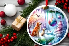 Dog Christmas Scene Ornament PNG Product Image 2