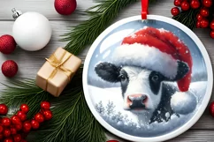 Winter Cow Portrait Sublimation PNG Product Image 2