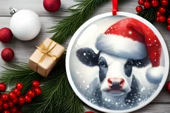 Winter Cow Portrait Sublimation PNG Product Image 2