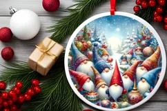 Colorful Watercolor Gnomes Ornament Sublimation PNG Product Image 1