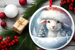 Winter Lamb Portrait Sublimation PNG Product Image 1