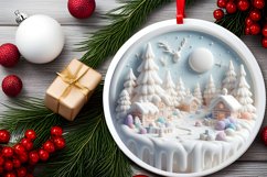 Winter Scene Round Winter Ornament Sublimation PNG Product Image 2