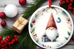 Colorfull Pastel Watercolor Gnome Round Christmas Ornament Product Image 2