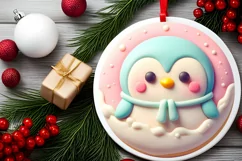 Christmas Penguin Ornament Sublimation PNG Product Image 1