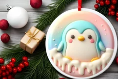 Christmas Penguin Ornament Sublimation PNG Product Image 1