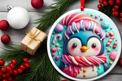 Penguin Christmas Ornament Sublimation PNG Product Image 2