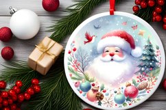 Colorful Pastel Watercolor Santa Round Ornament Sublimation Product Image 2