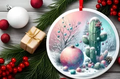 Colorfull Cactus Winter Scene PNG Product Image 2