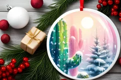 Colorfull Cactus Winter Scene PNG Product Image 2