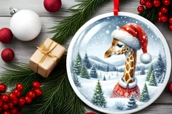 Watercolor Winter Scene Giraffe Portrait Product Image 2