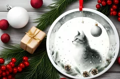 Cat Christmas Ornament Sublimation PNG Product Image 2