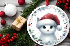 Cat Christmas Ornament Sublimation PNG Product Image 2