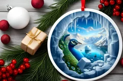 Icy Wall Peacock Digital Painting Sublimation PNG Product Image 2