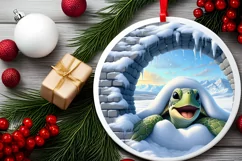 Snow Wall Turtle Digital Painting Sublimation PNG Product Image 2