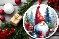 Christmas Gnome Round Ornament PNG Product Image 2