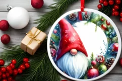 Christmas Gnome Round Ornament PNG Product Image 2