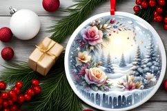 Watercolor Winter Scene with Snowflake PNG Product Image 2