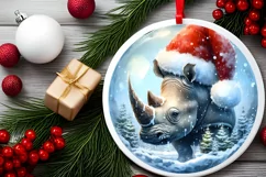Watercolor Winter Scene Rhino Portrait Product Image 2