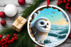 Snow Wall Owl Digital Painting Sublimation PNG Product Image 2