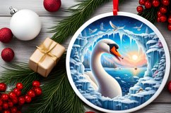 Swan in Icy Wall Round Sublimation PNG Product Image 1