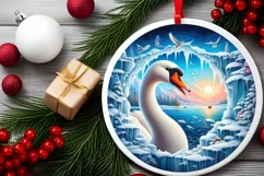 Swan in Icy Wall Round Sublimation PNG Product Image 1