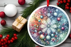 pastel watercolor round Christmas digital painting with Product Image 1