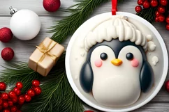3D Penguin Christmas Ornament Sublimation PNG Product Image 2