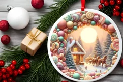Digital Pastel Christmas Candy Scene Painting PNG Product Image 2