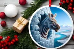 Digital Painting Round with Zebra Smiling Out of Icy Wall Product Image 2