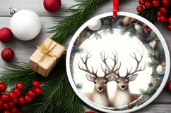 Watercolor Winter Reindeer Ornament Product Image 2