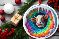 Melting Ice Wall Cow Digital Painting Sublimation PNG Product Image 1
