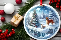Winter Scene with Dog Sublimation PNG Product Image 2