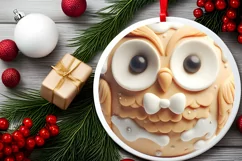 Playful Owl Christmas Ornament Sublimation PNG Product Image 2