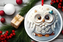 Christmas Owl Ornament Sublimation PNG Product Image 2