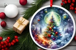 Tree Watercolor Winter Ornament Sublimation PNG Product Image 2