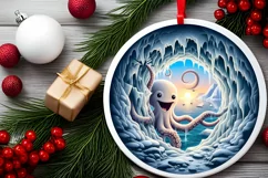 Digital Painting Round with Octopus Smiling Out of Icy Wall Product Image 1