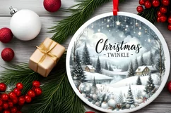 Christmas Twinkle Winter Scene Round Christmas Ornament Product Image 2