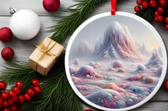 Pastel Christmas Winter Scene Ornament Sublimation PNG Product Image 2