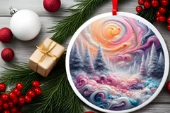 Detailed Winter Scene Digital Painting Round Ornament Product Image 2