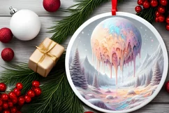 Pastel Christmas Winter Scene Ornament Sublimation PNG Product Image 1