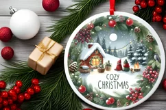 Cozy Christmas Scene Ornament Sublimation PNG Product Image 2