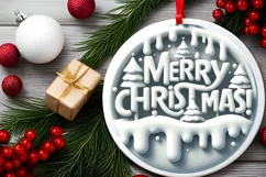 Merry Christmas 3D Melting Winter Vector PNG Product Image 2