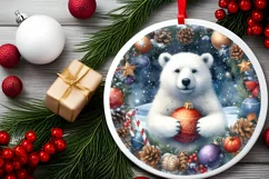 Polar Bear Christmas Ornament Sublimation PNG Product Image 2