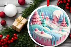 Winter Scene Christmas Ornament Sublimation PNG Product Image 2
