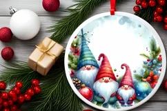 Winter Gnomes Christmas Ornament Sublimation PNG Product Image 2