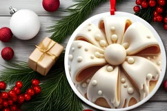 Christmas Bow Melting Round Ornament Sublimation PNG Product Image 2